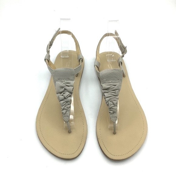 Garnet Hill Leather Ruffled Flats Tongue Sandals Made in Italy 8 - Picture 4 of 11